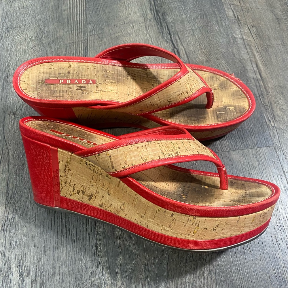 Prada Platform Wedge Sandals - image 3